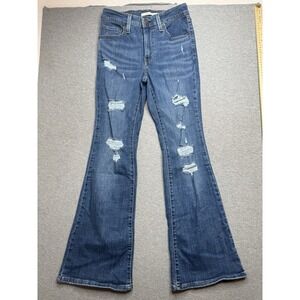 LEVIS 726 Womens‎ Sz 26 Flare Leg Mid Rise Medium Wash Stretch Denim Jeans